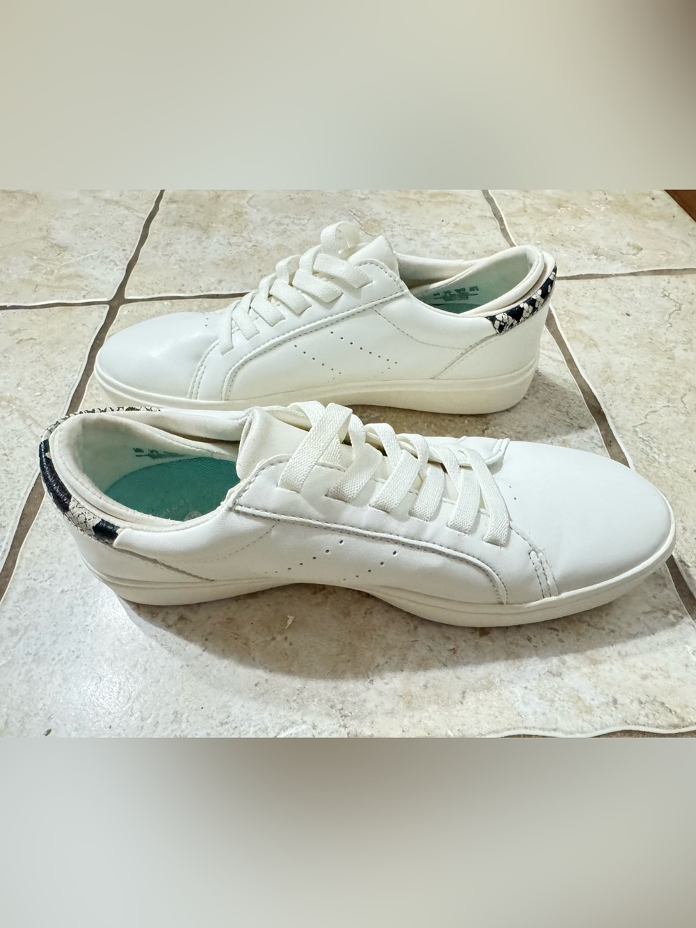 Dr. Scholl's White Platform Sneakers w/ Snakeskin Heel Accent